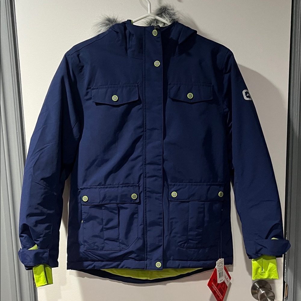 NWT OUTBOUND Navy Kids Jacket with Fur Trim